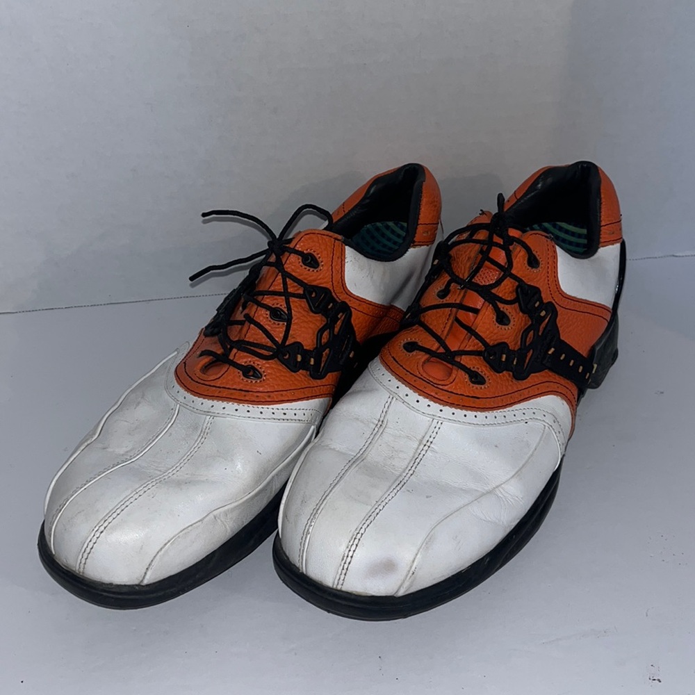 Footjoy LT Series Golf Shoe 54739 Men 11.5 Saddle Orange Black White Soft Spike
